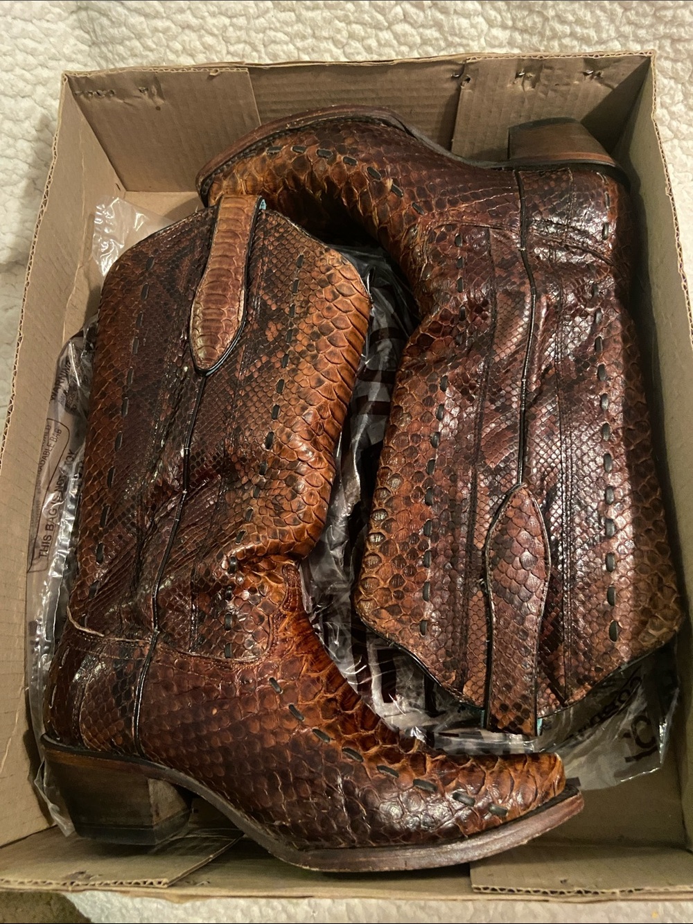 Corral Dark Brown Python-Effect Leather Western Boots